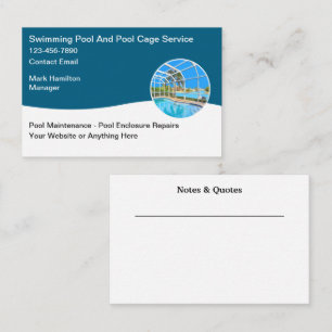 Swimming Pool And Enclosure Repair Maintenance Business Card