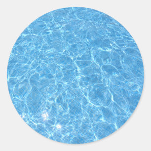 Swimming Pool Blue Water Trendy Blank Template Classic Round Sticker