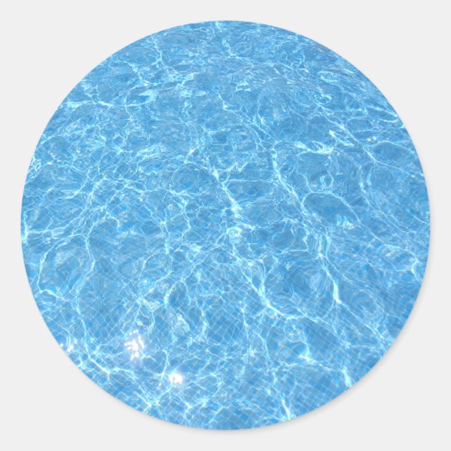 Swimming Pool Blue Water Trendy Blank Template Classic Round Sticker (Front)