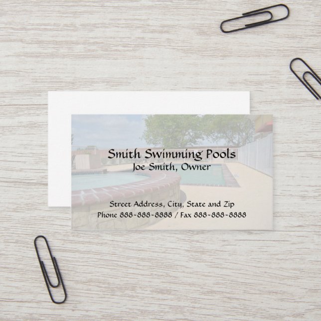 Swimming Pool Business Card (Front/Back In Situ)