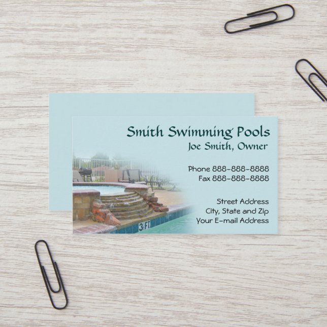 Swimming Pool Business Card (Front/Back In Situ)