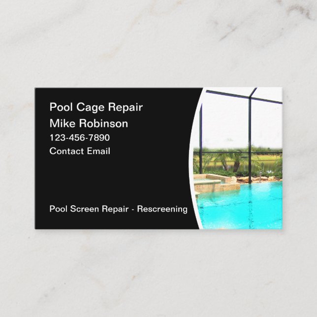 Swimming Pool Cage Rescreening Business Card (Front)