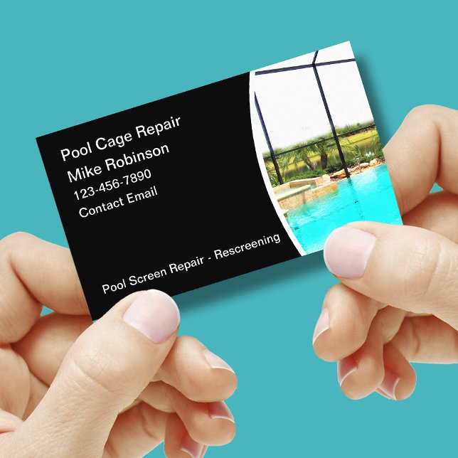 Swimming Pool Cage Rescreening Business Card (pool)