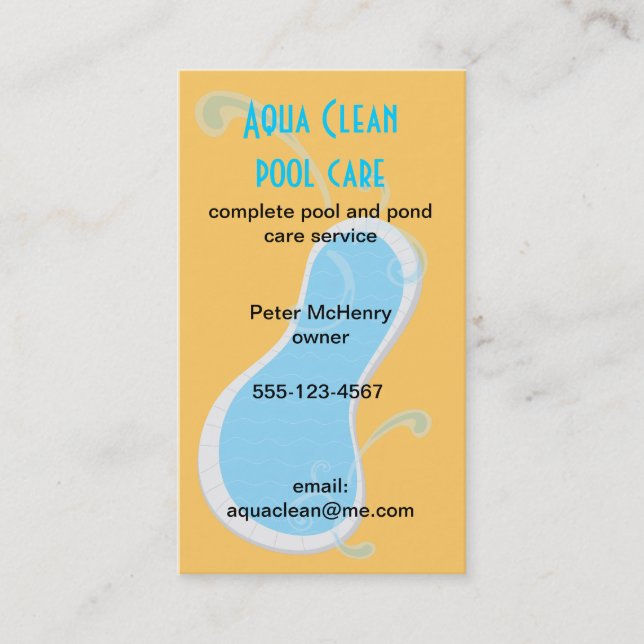 Swimming Pool Care service business cards (Front)