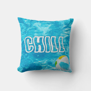 Swimming Pool Chill Text Throw Pillow