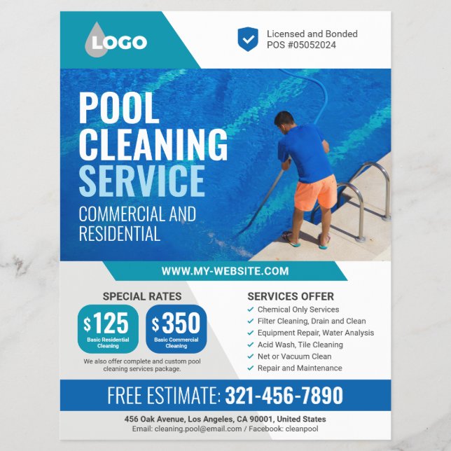 Swimming Pool Cleaning Services Flyer (Front)