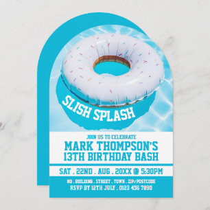 Swimming Pool Donut, Pool Party Birthday  Invitation