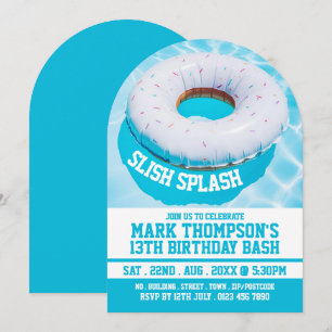 Swimming Pool Doughnut, Pool Party Birthday  Invitation