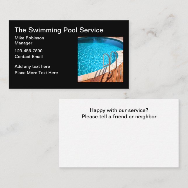 Swimming Pool Equipment And Maintence Business Card (Front/Back)