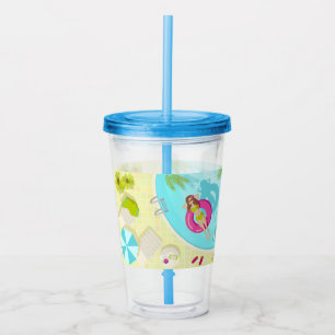Swimming pool girl in bikini summer beach acrylic tumbler