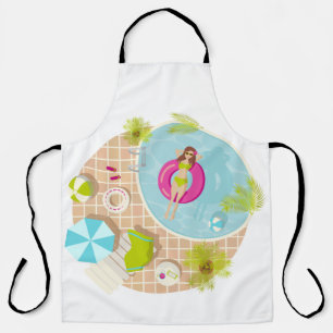Swimming pool girl in bikini summer beach  apron