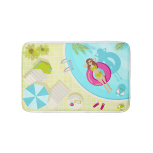 Swimming pool girl in bikini summer beach  bath mat