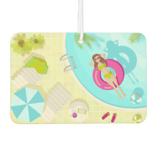 Swimming pool girl in bikini summer beach car air freshener