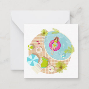 Swimming pool girl in bikini summer beach  card