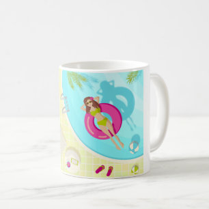 Swimming pool girl in bikini summer beach coffee mug