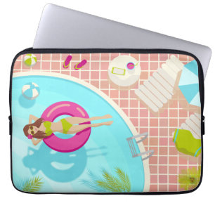 Swimming pool girl in bikini summer beach laptop sleeve