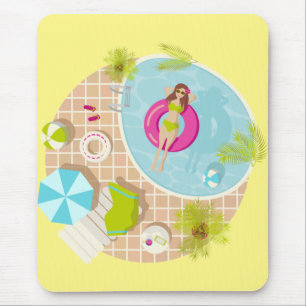 Swimming pool girl in bikini summer beach  mouse mat