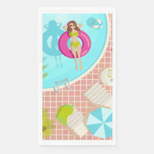 Swimming pool girl in bikini summer beach napkin