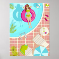 Swimming pool girl in bikini summer beach 