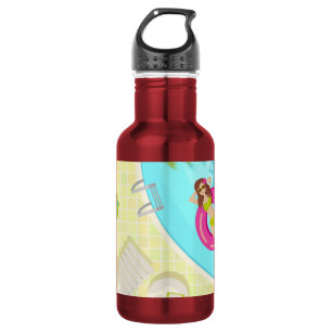 Swimming pool girl in bikini summer beach stainles 532 ml water bottle