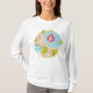Swimming pool girl in bikini summer beach T-Shirt