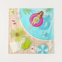 Swimming pool girl in bikini summer beach