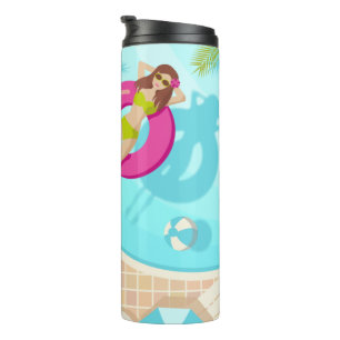 Swimming pool girl in bikini summer beach thermal tumbler