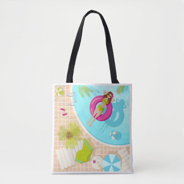 Swimming pool girl in bikini summer beach tote bag (Front)