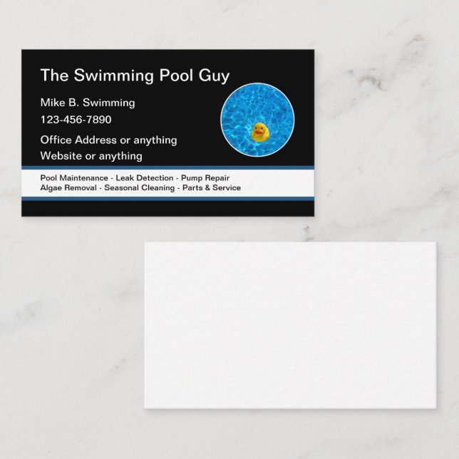 Swimming Pool Glossy Cool Business Cards (Front/Back)