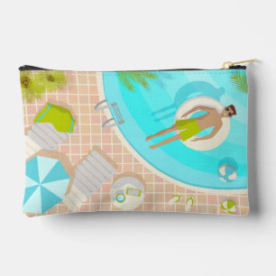 Swimming pool guy on tropical summer beach vacay accessory pouch
