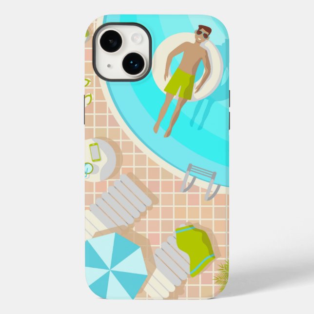 Swimming pool guy on tropical summer beach vacay Case-Mate iPhone case (Back)