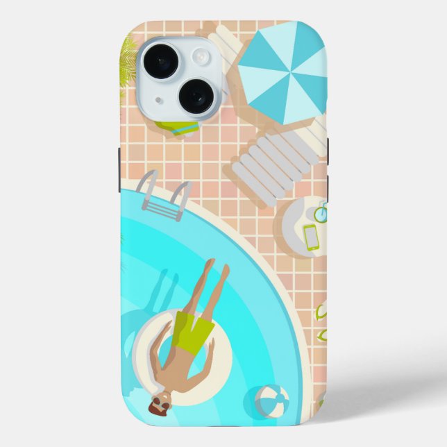 Swimming pool guy on tropical summer beach vacay Case-Mate iPhone case (Back)