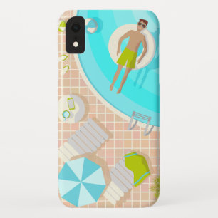 Swimming pool guy on tropical summer beach vacay iPhone XR case