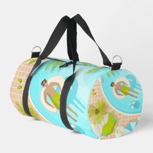 Swimming pool guy on tropical summer beach vacay duffle bag