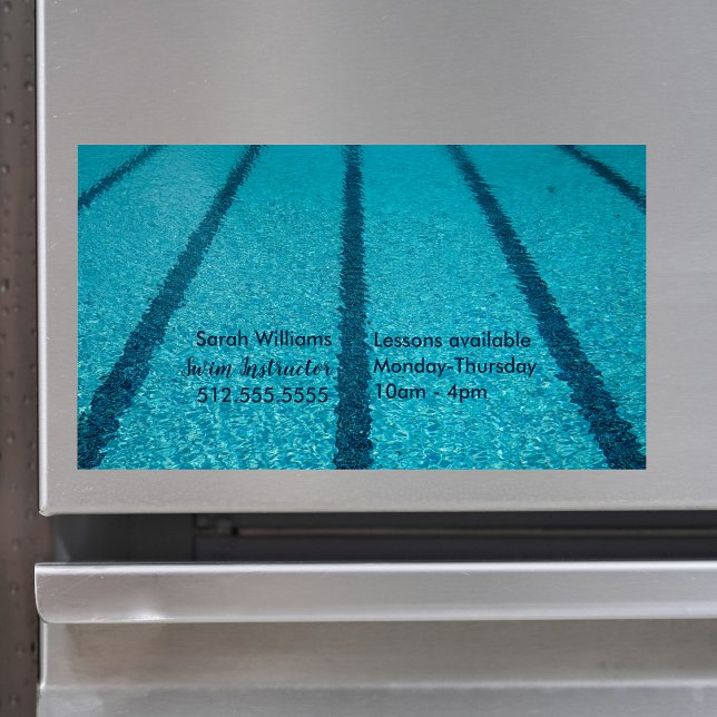 Swimming Pool Instructor Summer Swim Coach Magnetic Business Card (Creator Uploaded)