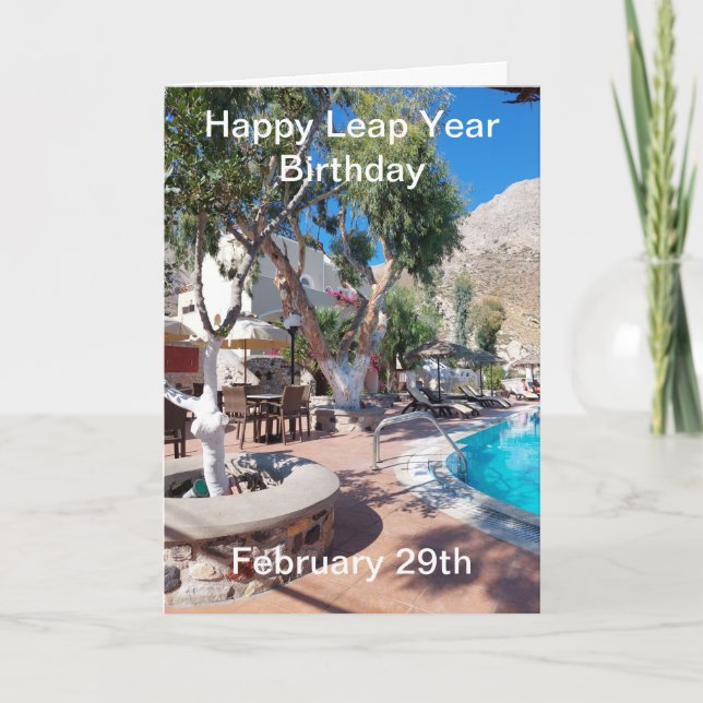 Swimming Pool Leap Year Birthday Card (Front)