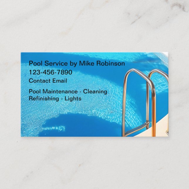 Swimming Pool Maintenance Business Cards  (Front)