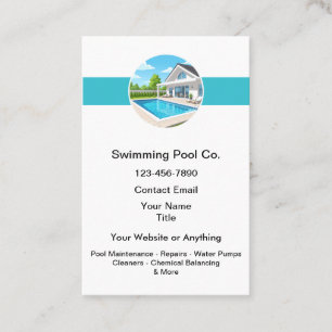 Swimming Pool Maintenance Services Business Card