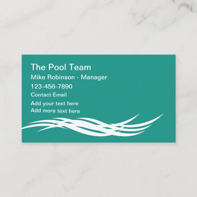 Swimming Pool Modern Unique Business Cards (Front)