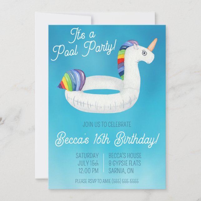 Swimming Pool Party Birthday Party Invitation (Front)