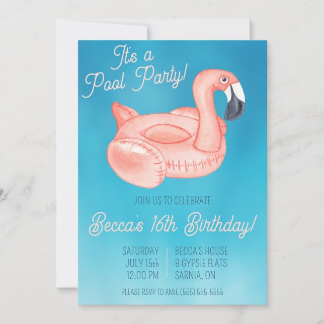Swimming Pool Party Birthday Party Invitation (Front)