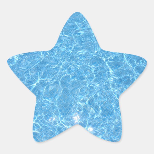 Swimming Pool Party Elegant Blue Water Template Star Sticker (Front)