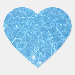 Swimming Pool Party Elegant Custom Blank Blue Heart Sticker