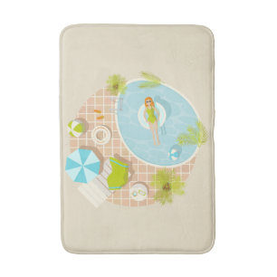 Swimming pool party girl in bikini summer beach bath mat