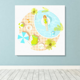 Swimming pool party girl in bikini summer beach canvas print