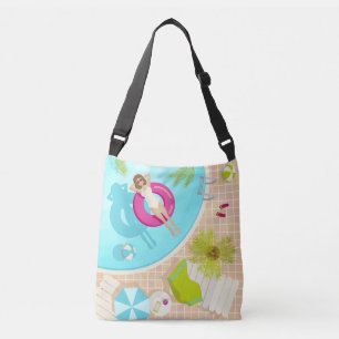 Swimming pool party girl in bikini summer beach  crossbody bag