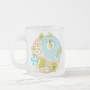 Swimming pool party girl in bikini summer beach frosted glass coffee mug
