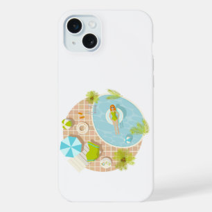 Swimming pool party girl in bikini summer beach iPhone 15 plus case