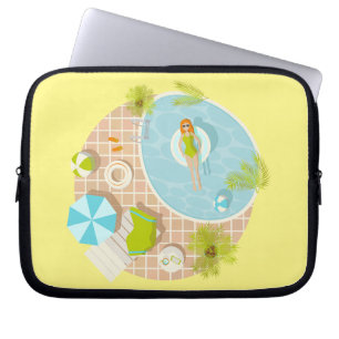 Swimming pool party girl in bikini summer beach laptop sleeve