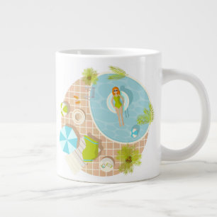 Swimming pool party girl in bikini summer beach large coffee mug